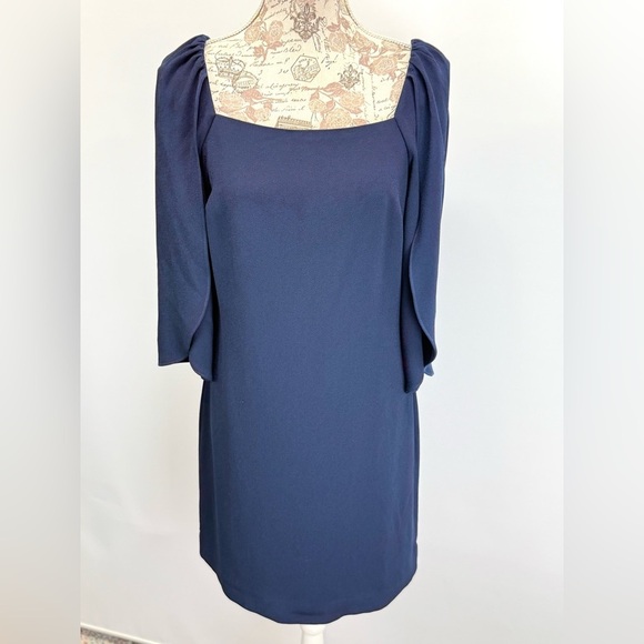 TRINA TURK Blue long flutter sleeve cocktail shift dress size S - Picture 10 of 15
